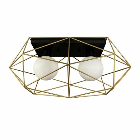 BRILLIANTBULB Yumil Modern 2-Light Geometric Black & Gold Ceiling Semi-Flush Mount BR2445767